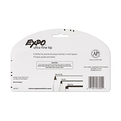 EXPO Low-Odor Dry Erase Markers, Ultra-Fine Tip, Black, 4 Count (Pack of 2) - size: 1 Count (Pack of 8)