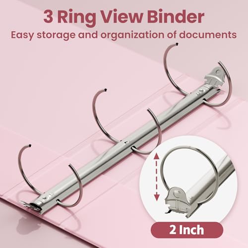 SUNEE 5.1cm(2인치) 바인더 3링 6팩, 클리어 뷰 3링 5.1cm(2인치) 바인더, PVC 프리, 학교 또는 사무용품용, 파스텔 6가지 색상 - color: 파스텔 모음, size: 2인치