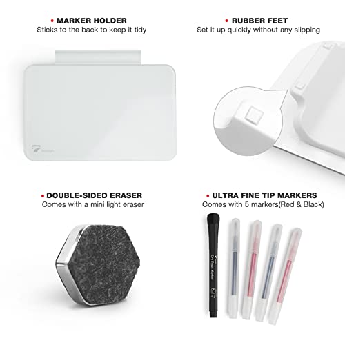 TOWON Small Glass Dry Erase Board, Desk White Board with Standing, Mini Whiteboard Easel Pad Set, Stenography Artifact for Office, Home and School Supplies, 8x6 Inches, White - color: White