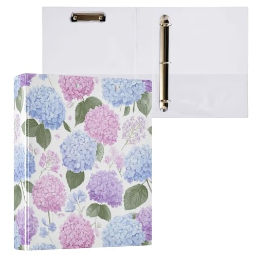3 Ring Binder 1.5 Inch Binders Hydrangea Flowers Binder Organizer Fashion View Binders with 2 Pockets for Home School Office Supplies 1 Pack - size: one sizex1