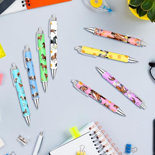 Horse Theme Ballpoint Pens Set – Aesthetic Horse Design Pens for Office, Journaling, and Stationery Lovers – Smooth Writing Pens for Daily Use, Notes, or Gifts – Stylish Animal Inspired Design, 8 Pack - style: Horse