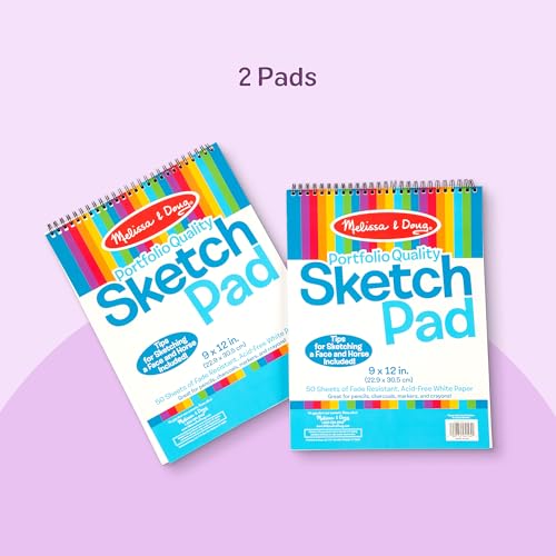 Melissa & Doug Drawing Paper, Sketch Pad, 2-Pack Bundle for Coloring, Writing or Painting (9 x 12 inches) - 50 Sheets Each, Kids Drawing Pad & Art Supplies for Kids Ages 3+ - FSC Certified