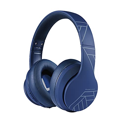 PowerLocus Wireless Bluetooth Over Ear Headphones with Microphone, 50H Playtime, HiFi Stereo Sound, Deep Bass, Soft Earmuffs, Foldable Lightweight Headphones for Travel/PC/Cell Phone - color: Blue