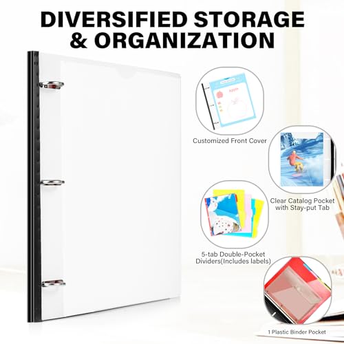 WOT I Telescoping Project Organizer 2-Pack, Refillable Binder with Dividers and Pockets, 13 Pocket Folders, 1 Inch 3 Ring Binder, White - color: White, size: 2 Pack