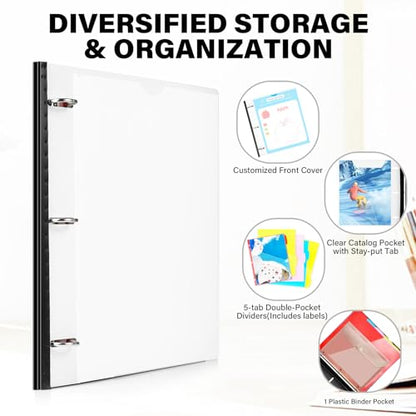 WOT I Telescoping Project Organizer, Refillable 3 Ring Binder with Dividers and Pockets, 13 Pocket Folders, 1 Inch 3 Rings, White - color: White, size: 1 Pack