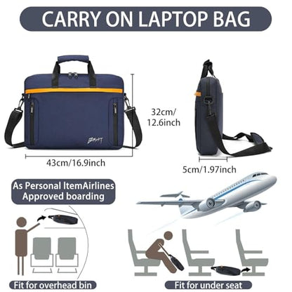 BESMART Waterproof RFID Laptop Bag fits 15.6 Inch Computer, Shoulder Business Briefcase Bag Crossbody Messenger Bags for Men - color: Navy