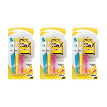 Post-it Flags + Highlighter set, 3-Pack, Model 689-HL3 | 50 Color Coordinated Flags + 3Highlighters per set, 9 total count - style: 3 Pack
