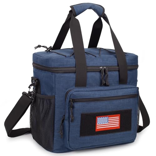 Lunch Box for Men, 22L Leakproof Tactical Lunch Bag Large Cooler for work | Adjustable Shoulder Strap,MOLLE Webbing Leakproof Insulated Large Lunch Cooler,Adult Meal Water-Resistant Lunch Pail for Men - color: Blue, size: Large