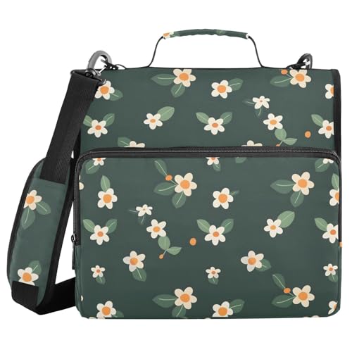 3 Ring Zipper Binder Rustic Flowers Floral Binders Bag with Shoulder Strap 500 Sheets Paper Organizer Trapper Keeper Documents Storage File Folder for School Office - color: A1353