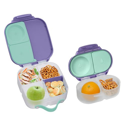 b.box Lunch Box Kids 2-pack, Mini Lunch Box + Snack Containers for Kids | 4.25 + 1.75 Cup Bento Box for Kids, Snack Box, Lunch Containers, Leak Proof, Dishwasher Safe, BPA Free, PFAS Free, Ages 4m+ - color: Lilac Pop