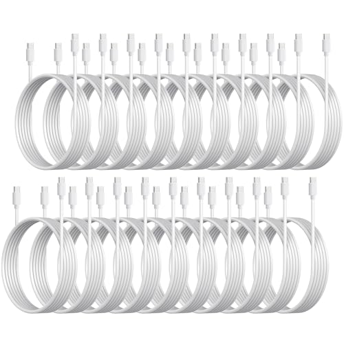 weishan 20-Pack USB C to C 48W Charger Cable - Bulk USB-C to Type C Multipack White Charging Cords, 3.3ft - color: White