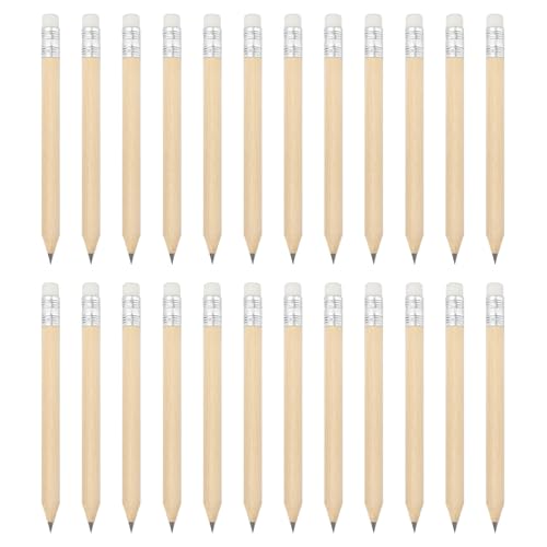 PATIKIL Half Golf Pencils Bulk, 48 Pack Pre-Sharpened Short Round Wooden Pencils Mini HB Graphite Woodcase Pencil with White Eraser for Classroom Office Writing Supplies