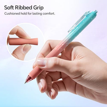 WRITECH Gel Pens Bold Point: 1.0mm Black Ink Retractable 4ct Smooth Writing with Aesthetic Gradient Color Barrel for Journaling Note Taking Silent Click No Smear Nebula Pen Set - color: Black 4