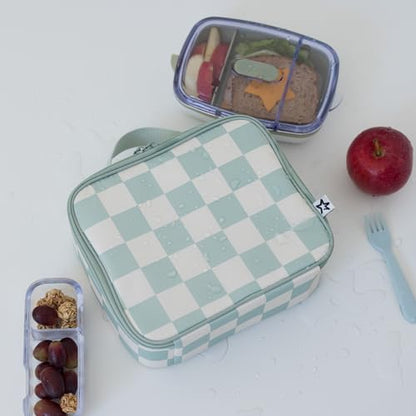 Tiny Twinkle Insulated Lunch Box for Girls and Boys | Durable and Reusable for School & Travel | Ages 3 and Up | Waterproof and Easy to Clean | PFAs and BPA Free（Sage Checkers） - color: Sage Checkers