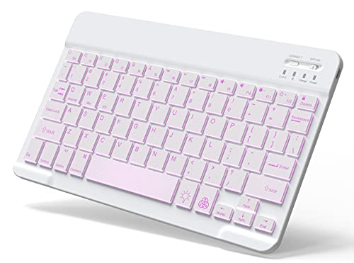 Backlit Bluetooth Keyboard Small Portable Wireless Keyboard Rechargeable Illuminated for Android Samsung Tablet Cell Phone Smartphone iPad A16 11th 10th Generation iPad Pro Air Mini iPhone Ivory White - color: Ivory White