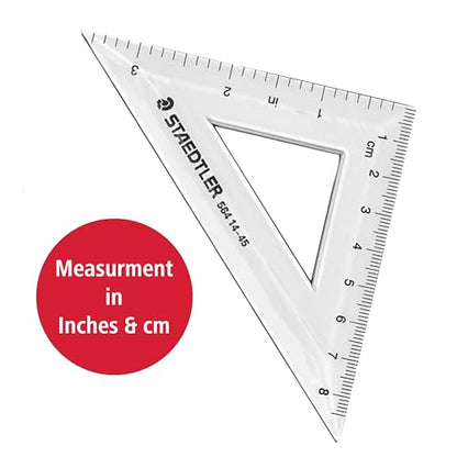 STAEDTLER Math Set - 4 pc Geometry Kit for Students - School Supplies with Clear Protractor, 6in Ruler & 2 Triangles – Metric & Imperial Scales (Pack of 3) - size: 4 Piece Set (Pack of 3)