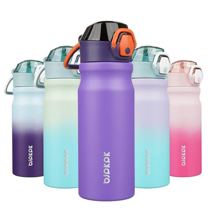 BJPKPK Stainless Steel Insulated Water Bottle with Straw Lid 18oz Reusable Metal Thermal Flask Bottles Keep Cold and Hot,Purple - color: Purple, size: 18 Ounces
