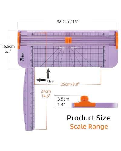 Firbon Purple A4 Paper Cutter, 12 Inch Titanium Straight Paper Trimmer with Side Ruler for Scrapbooking Craft, Paper, Coupon, Label, Cardstock - color: Light Purple