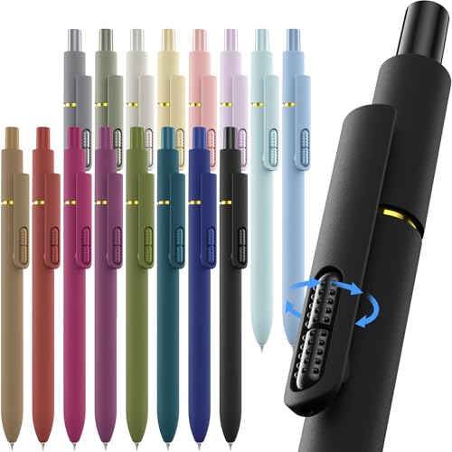 Colorful Gel Pens, 16 Pack 0.7mm Colored Ink Quick-Drying No Bleed | Smooth Writing Coloring, Soft Grip Stress Relief, Fine Point Retractable for Journaling, Note Taking, Office, Students Adults - color: Vintage+Morandi Color Ink-16Pcs
