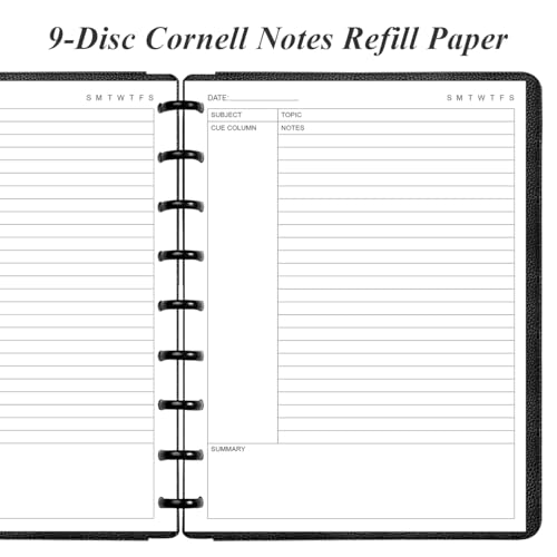 (2-Pack) Classic Size Cornell Notes Filler Paper - 9 Disc Discbound Cornell Notes Loose Leaf Paper for Happy Planners, 100 Sheets/200 Pages, 7" x 9.25" - size: 2-Pack, style: 9-Disc/Classic Size