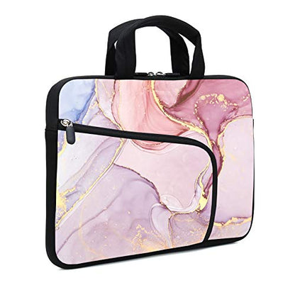 11.6" 12.2 inches Laptop Sleeve Chromebook Case Notebook Sleeves Neoprene Handle Bag for Men Women, Two Pockets Fit Apple MacBook Air Samsung Acer HP(Pink Marble) - color: Pink marble