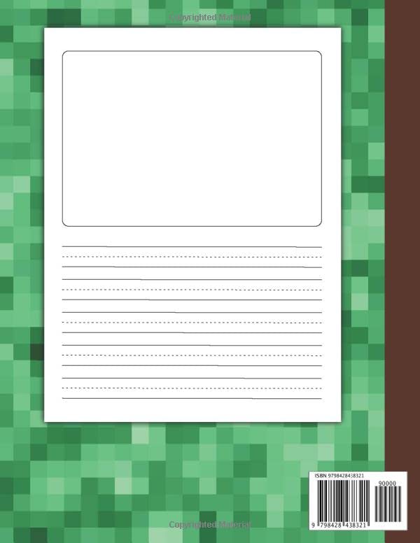 Primary Composition Notebook: Green Pixel Primary Composition Journal with Picture Space for Drawing and Story Writing. Preschool, Kindergarden Kids Handwriting Practise Paper Journal