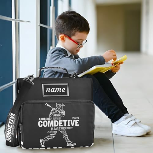 Kcldeci Personalized Zipper Binder 3 Ring，Baseball Player Custom Zipper Binder Organizer 1.5inch for School and Office Expanding File Folder - color: E7