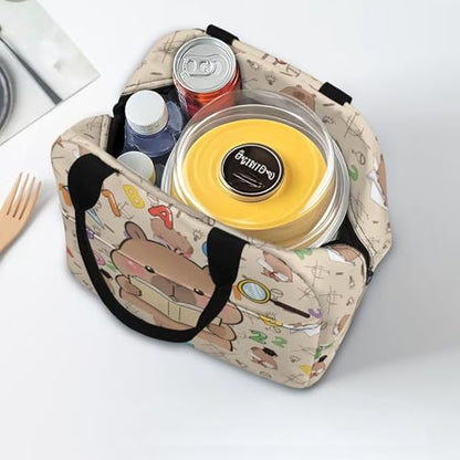 Kawaii Capybara Boys Lunch Box Large Capacity Insulated Lunch Bag Thermal Picnic Cool Bags for School Picnic Travel Hiking Camping - color: Kawaii Capybara Reading