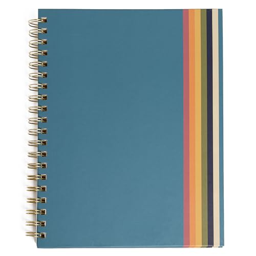 Pearhead Retro Stripe Spiral Notebook, Color Block Hardcover – 100 GSM Thick Lined Pages, Lay Flat Gold Double-Coil Binding, Tear-Away Perforations, Bold 70s Aesthetic Stationery Gift, 8x10.5 - color: Retro Stripes Spiral Notebook
