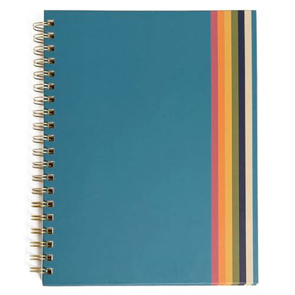 Pearhead Retro Stripe Spiral Notebook, Color Block Hardcover – 100 GSM Thick Lined Pages, Lay Flat Gold Double-Coil Binding, Tear-Away Perforations, Bold 70s Aesthetic Stationery Gift, 8x10.5 - color: Retro Stripes Spiral Notebook