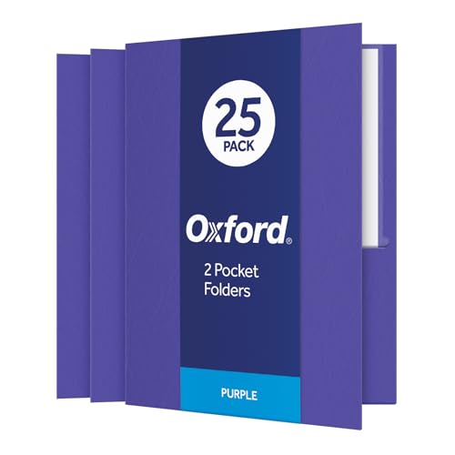 Oxford Two Pocket Folders, Textured Paper, Purple, For School, Home, and Office, Letter Size, 25 Per Box (57514EE) - color: Purple, size: 25 Count (Pack of 1)