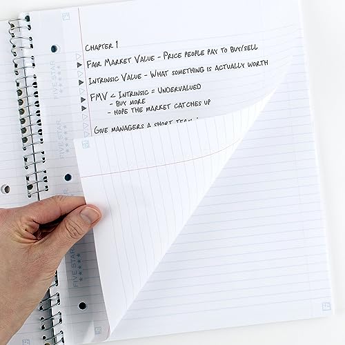 Five Star Insertable Loose Leaf Paper + Study App, 6 Pack, Notebook Paper, College Ruled to Add Pages, Reinforced, 8.5 x 11, 75 Sheets per Pack (170015) - size: 6 Pack