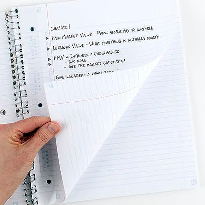 Five Star Insertable Loose Leaf Paper + Study App, 6 Pack, Notebook Paper, College Ruled to Add Pages, Reinforced, 8.5 x 11, 75 Sheets per Pack (170015) - size: 6 Pack