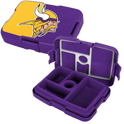 FOCO NFL Unisex-Adult Officially Licensed 2-Tone Big Logo Team Color Football Leak Proof 5 Compartment Bento Lunch Box - Minnesota Vikings - color: Minnesota Vikings