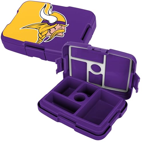 FOCO NFL Unisex-Adult Officially Licensed 2-Tone Big Logo Team Color Football Leak Proof 5 Compartment Bento Lunch Box - Minnesota Vikings - color: Minnesota Vikings