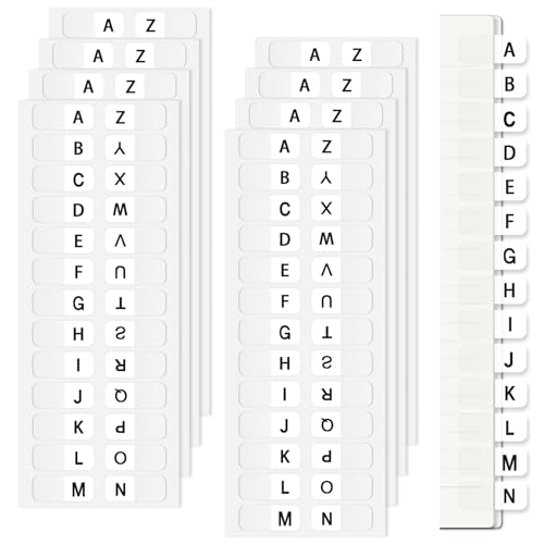 Aixoom A-Z Small Alphabet Index Tabs Self-Adhesive A-Z Letter Index Tabs Transparent Permanent Alphabetical Stickers for Notebooks Dictionary Files (208) - color: White