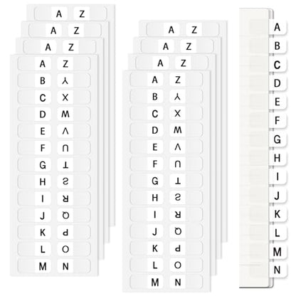 Aixoom A-Z Small Alphabet Index Tabs Self-Adhesive A-Z Letter Index Tabs Transparent Permanent Alphabetical Stickers for Notebooks Dictionary Files (208) - color: White