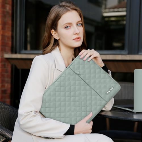 MOSISO Laptop Case 16 inch, 15-15.6 inch Laptop Sleeve Compatible with MacBook Pro 16, HP Dell Acer ASUS Lenovo Notebook, Square Quilted Vertical Computer Bag with Pocket&Small Case, Antique Green - color: Antique Green, size: 16 inch