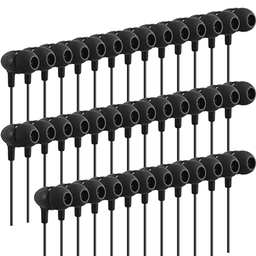 Macarrie 20 Pack Earbuds Bulk 3.5 mm in-Ear Earphones Wired Earphones Without Mic Headphones for Adults Gifts(Black) - color: Black