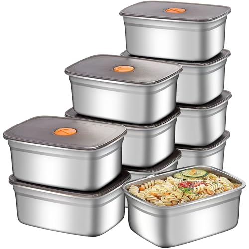 GIUOIDUO 20 PCS Food Storage Containers with Lids Airtight (10 Containers & 10 Lids)，stainless steel food containers leak proof storage box with lid Locking Food Storage Container freezer storage - color: 10 pieces (10 pieces of 50oz)