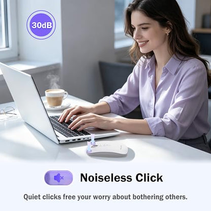FMOUSE Slim Wireless Mouse, Tri-Mode 2.4G/Bluetooth, Rechargeable – Silver | USB-A & USB-C Receiver | Silent Click | One-Key Desktop | Works with Mac, iPad & Laptops | Long-Life Battery | Portable - color: Silver