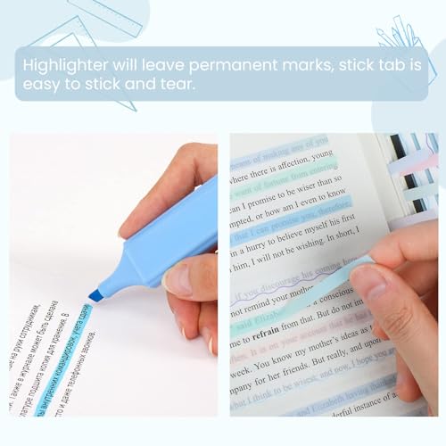 NEWEST 960 Pieces Transparent Highlighter Strips for Reading, Gradient Removable Highlighter Tapes Tabs for Annotating Book, Long Page Sticky Notes Index Tabs with Lines for Aesthetic Office School