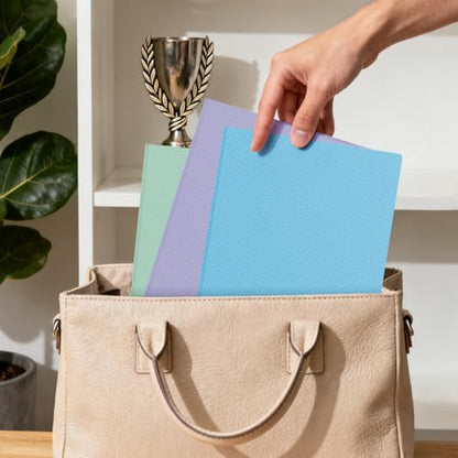 6-Pack Plastic andPockets and Prongs,2-Pocket and3 Fasteners, Pastel Folders Holds 8-1/2" x 11" Paper for School/Office/Home, Blue - color: Light Blue, size: 6-Pack