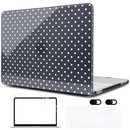 MEEgoodo 4-in-1 Printed Case for MacBook Neo 13 inch 2026 Release Model A3404, Laptop Hard Shell Cases with Keyboard Skin & Screen Protector & Webcam Covers, White Polka Dot - color: White Polka Dot