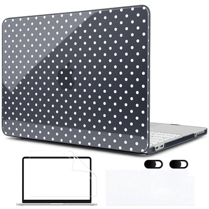 MEEgoodo 4-in-1 Printed Case for MacBook Neo 13 inch 2026 Release Model A3404, Laptop Hard Shell Cases with Keyboard Skin & Screen Protector & Webcam Covers, White Polka Dot - color: White Polka Dot