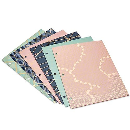 Paper Junkie School Folders with Pockets - 3-Hole-Punched Pocket Folders - Binder-Compatible File Holders - Durable Cardstock Organizers for Pastel School Supplies - 9.5 x 12 in 6-Pack