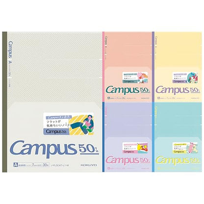 KOKUYO Composition Notebooks, 5 Pack Campus Semi-B5 Comp Book with Dot A 7mm Ruled, 30 Sheets, School Lined Notebook 50th Anniversary Edition, Journal Notebook for Women Work Study Note Taking - color: 50th Anni.