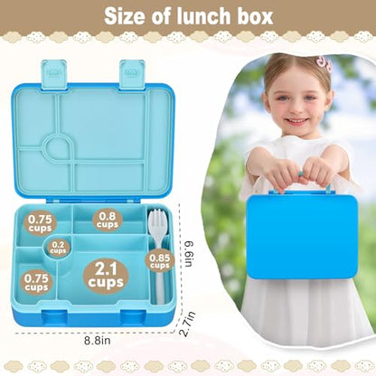 JOOPETALK Chill Bento Lunch Box for Kids Adult with Ice Pack,6-Compartment Reusable Leak-proof Lunch Container for Girls Boys to School,Keep Food Cold&Fresh,Dishwasher & Freezer Safe - color: Blue