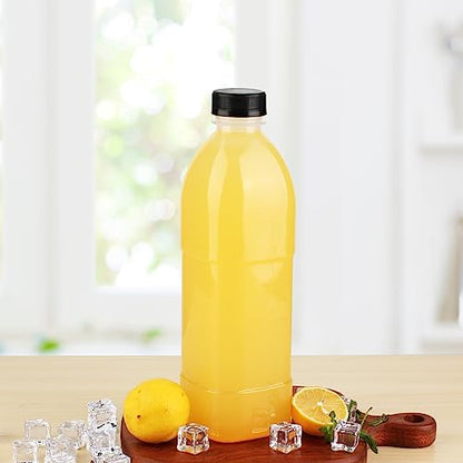 zmybcpack 6 Pack 32oz/1000ML Plastic Juice Bottle with Caps Dishwasher Safe | Heat-Resistant Plastic Smoothie Bottles, Reusable Bulk Beverage Containers with Lids for Juicing, Milk - size: 32oz 6pack