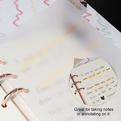 Koqye 12PCS Personal Binder Dividers with 6 Blank Tabs & Planner Stickers | 3.75" x 6.75", Plastic Side Tab Dividers Refillable Page Protectors for 6-Ring Binders, Planner, Agenda - color: Clear - 2 Sets